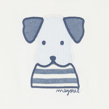 Younger Boys White & Blue Puppy Shorts Set
