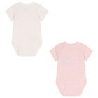 Baby Girls White & Pink Bodysuits ( 2-Pack ), 4, hi-res