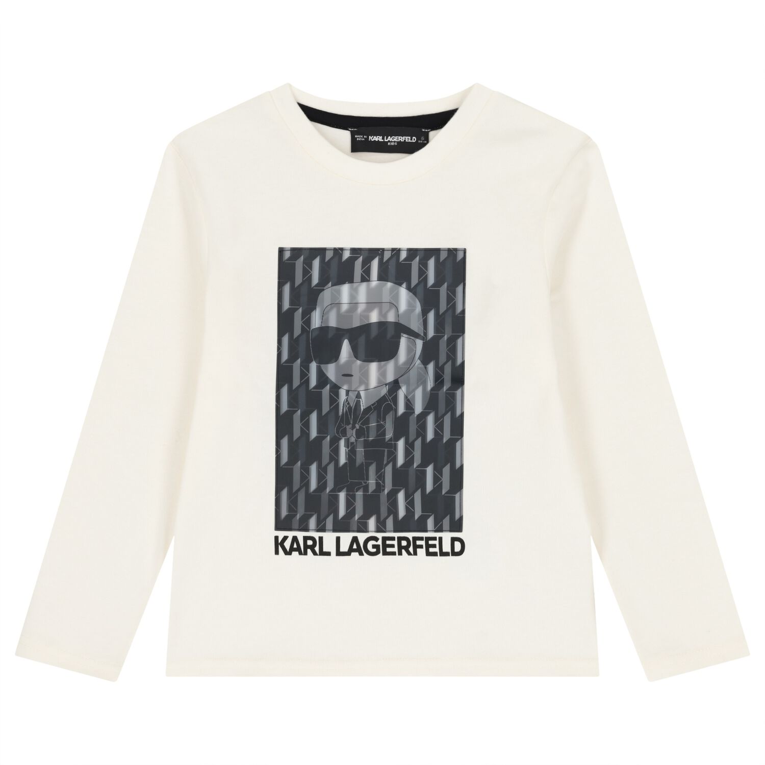 Boys White Ikonik Long Sleeve Top, 1, hi-res