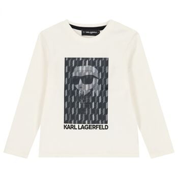 Boys White Ikonik Long Sleeve Top