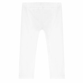 Younger Girls White Logo Leggings 