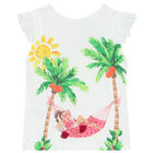 Girls Ivory & Pink Graphic Shorts Set, 1, hi-res