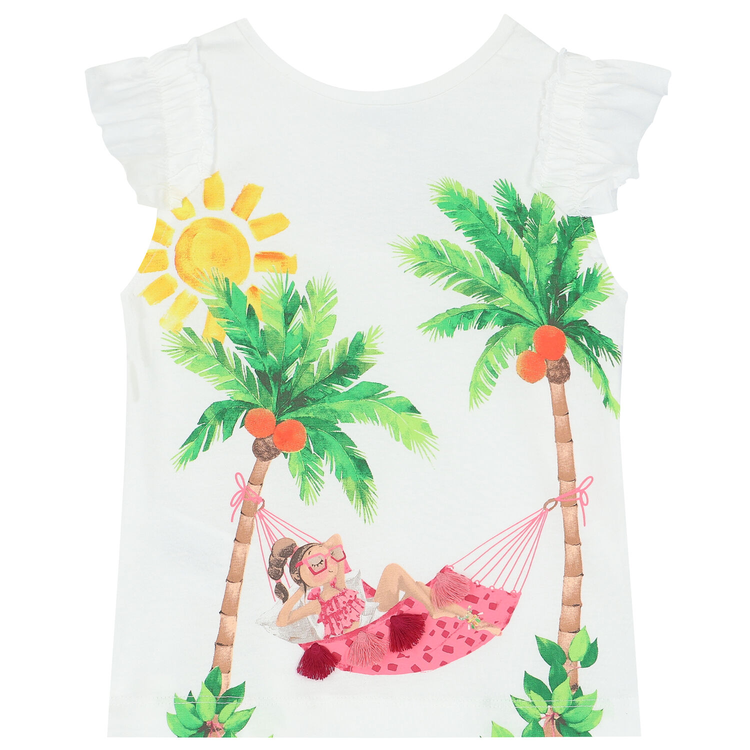 Girls Ivory & Pink Graphic Shorts Set, 1, hi-res