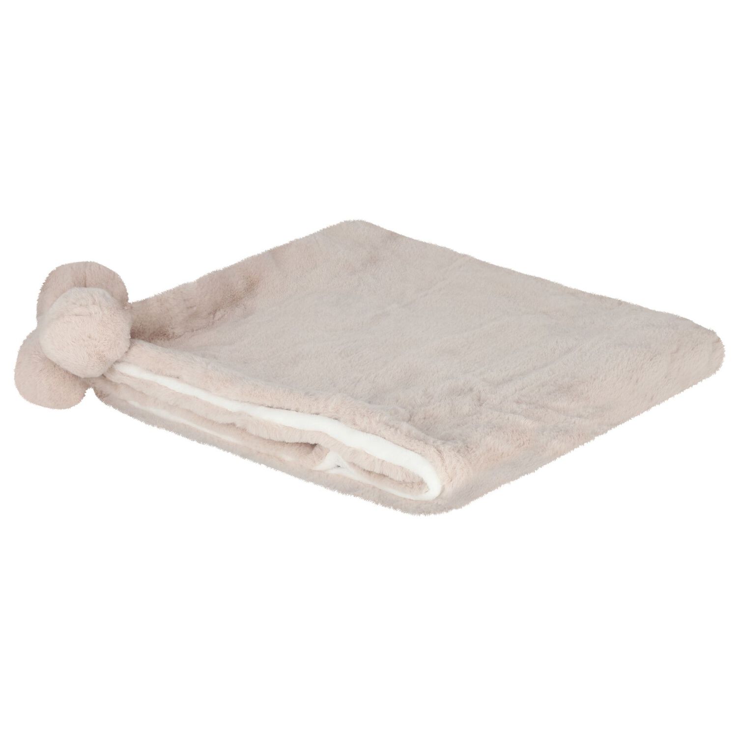 Beige & White Faux Fur Baby Blanket, 2, hi-res