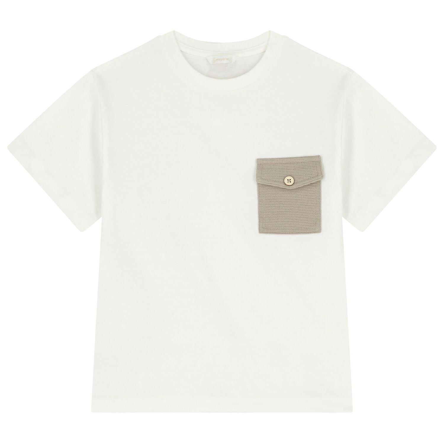 Boys White & Beige Shorts Set, 1, hi-res