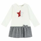 Younger Girls Ivory & Silver Dress, 1, hi-res