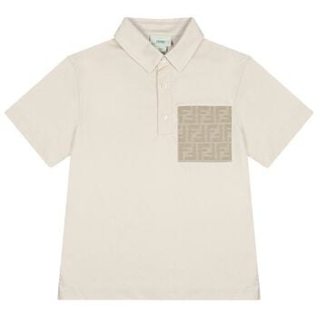 Boys Beige Logo Polo Shirt