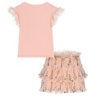 Girls Pink Embellished Sequin Skirt Set, 1, hi-res