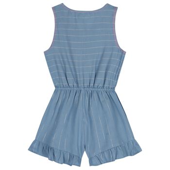 Girls Blue Striped Playsuit