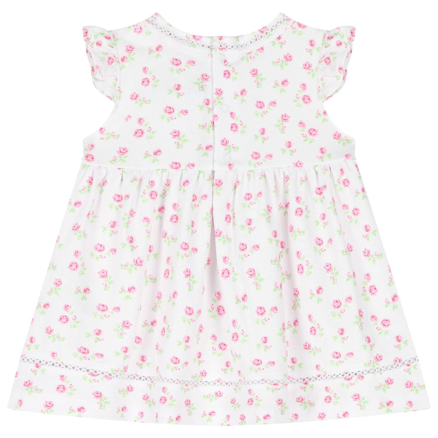 Baby Girls White Rose Print Dress Set, 1, hi-res