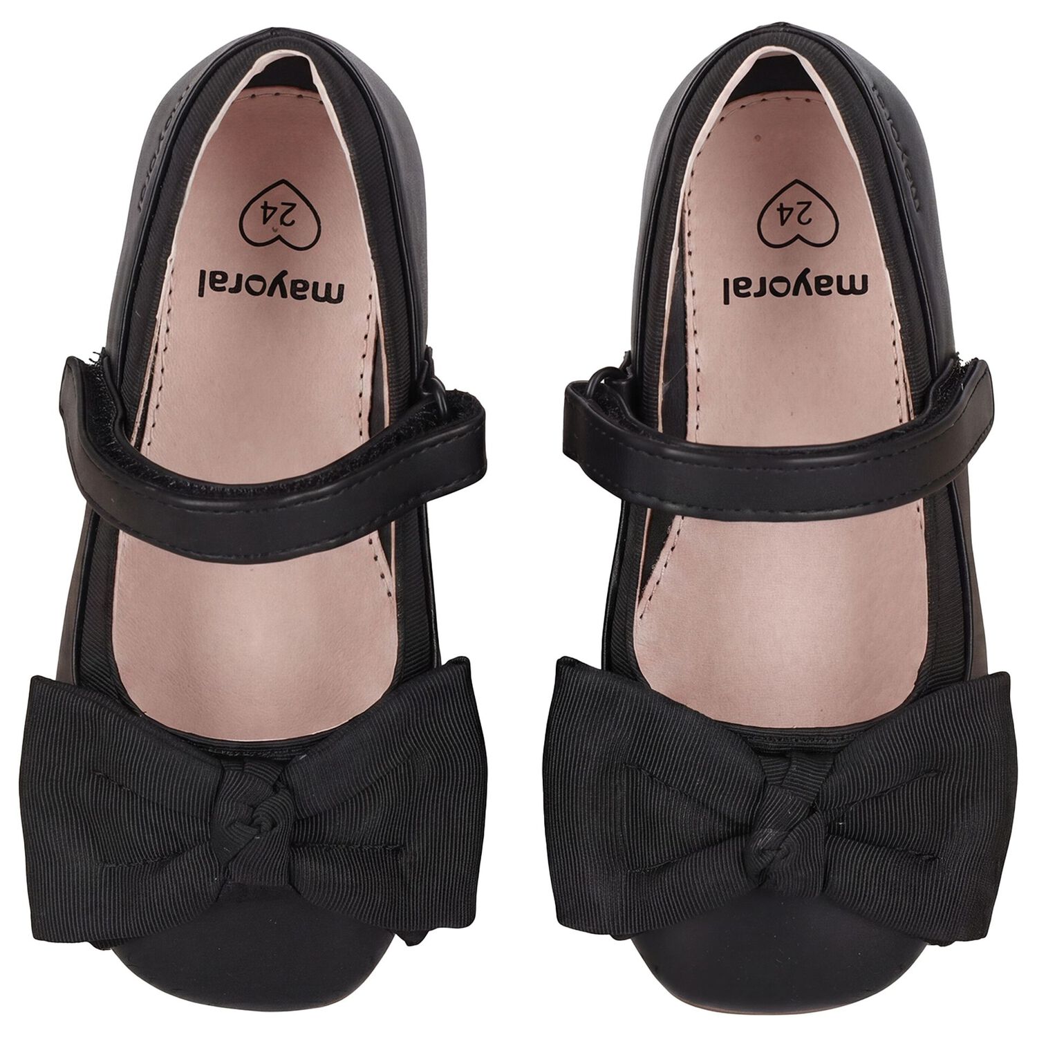 Younger Girls Black Flower Shoes, 1, hi-res