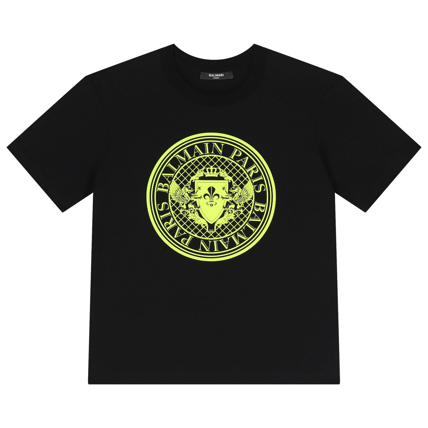 Black & Neon Yellow Medallion Logo T-Shirt, 1, hi-res