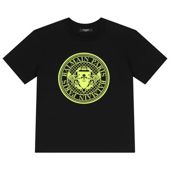 Black & Neon Yellow Medallion Logo T-Shirt