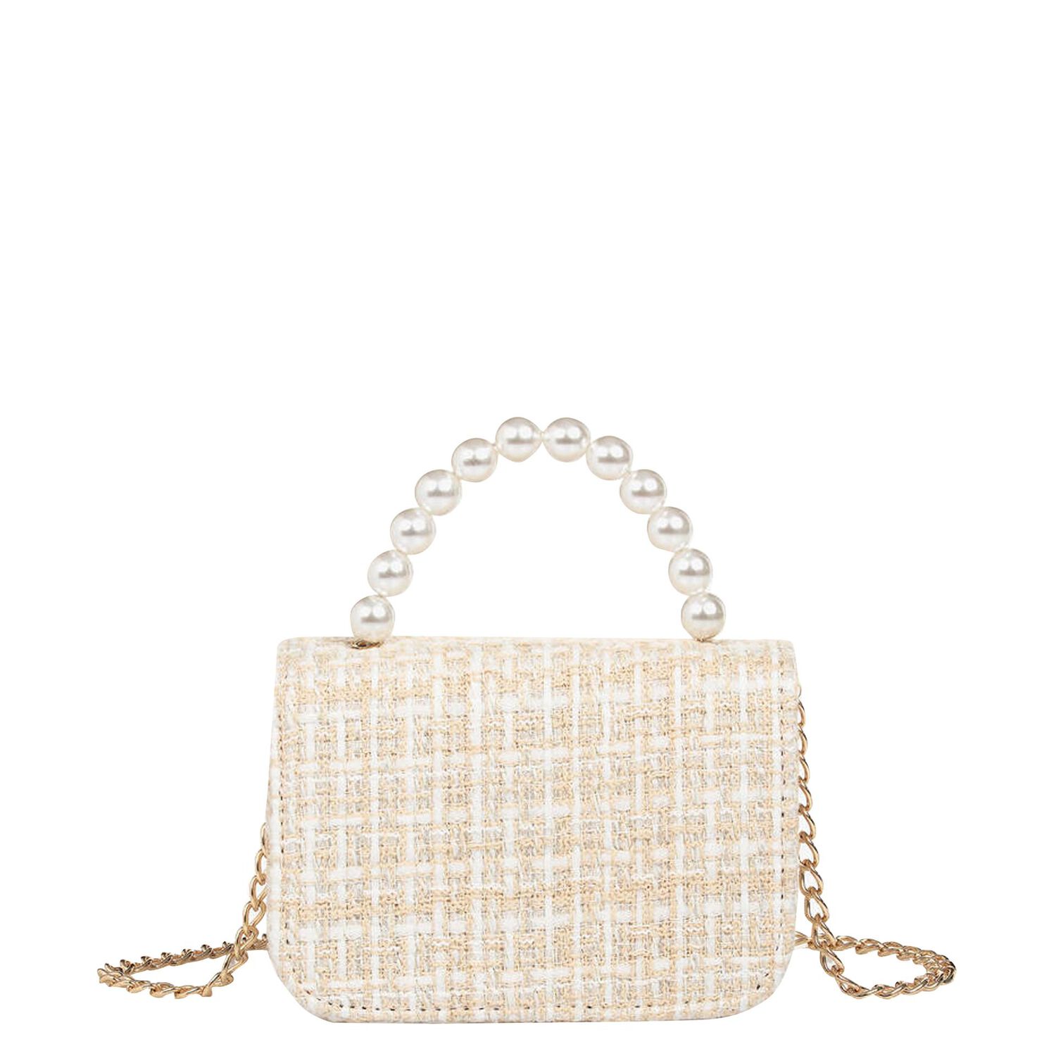 Girls Ivory & Beige Bow Handbag, 1, hi-res