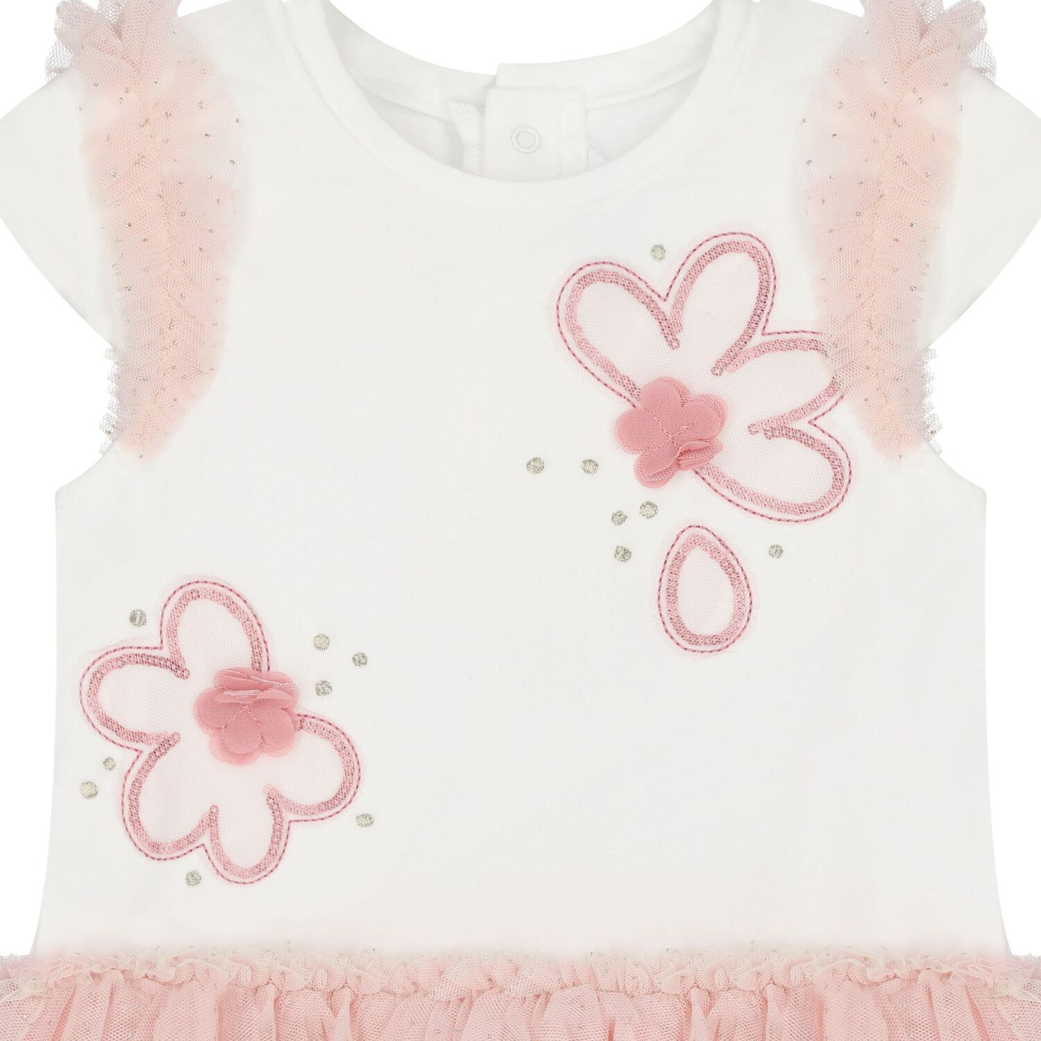 Younger Girls Ivory & Pink Tulle Dress, 1, hi-res image number null