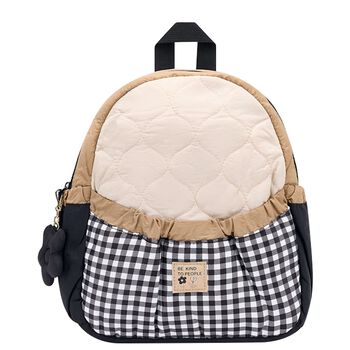 Girls Black & Beige Quilted Backpack