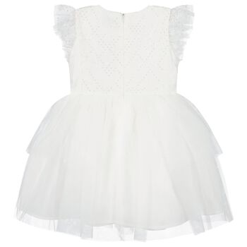Girls White Tulle & Sequin Dress