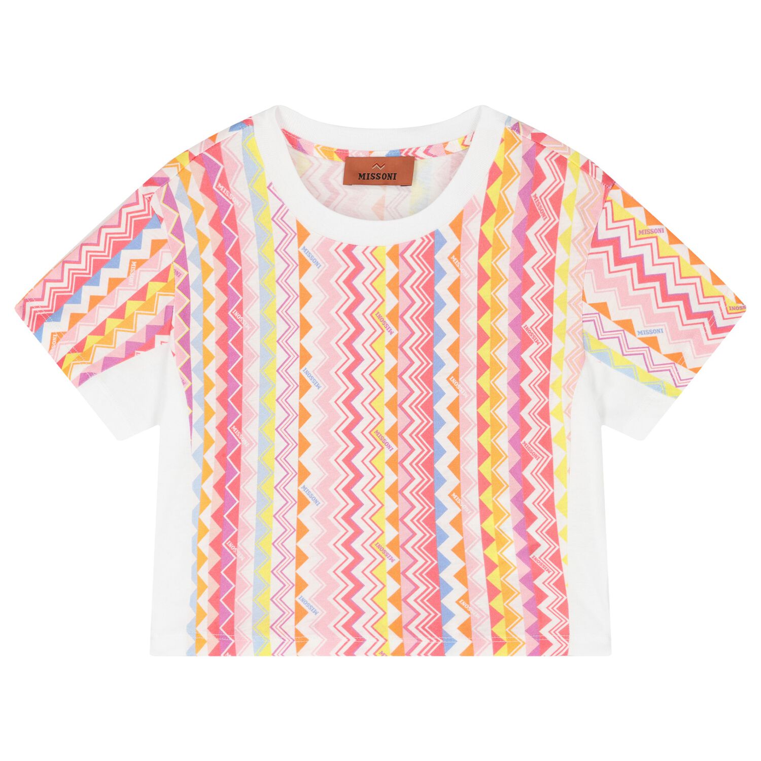 Girls White & Pink Zig Zag T-Shirt, 1, hi-res