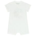 White Teddy Bear Logo Romper, 1, hi-res