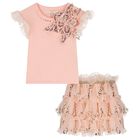 Girls Pink Embellished Sequin Skirt Set, 1, hi-res
