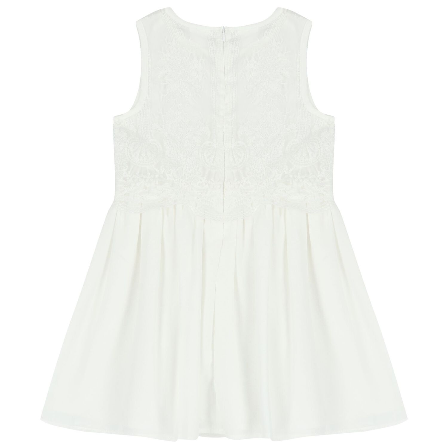 Girls White Chiffon Dress, 1, hi-res