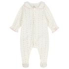 Baby Girls Ivory & Pink Heart Babygrow, 1, hi-res