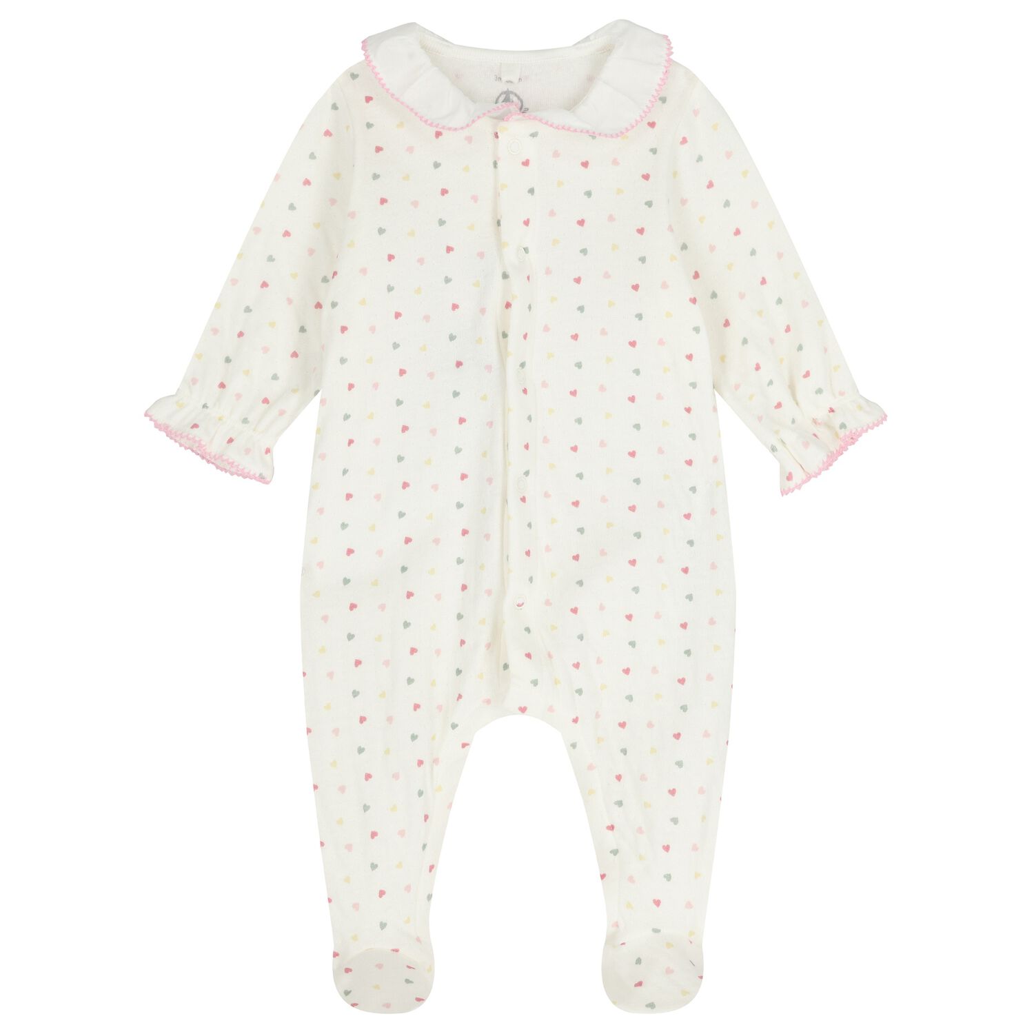 Baby Girls Ivory & Pink Heart Babygrow, 1, hi-res