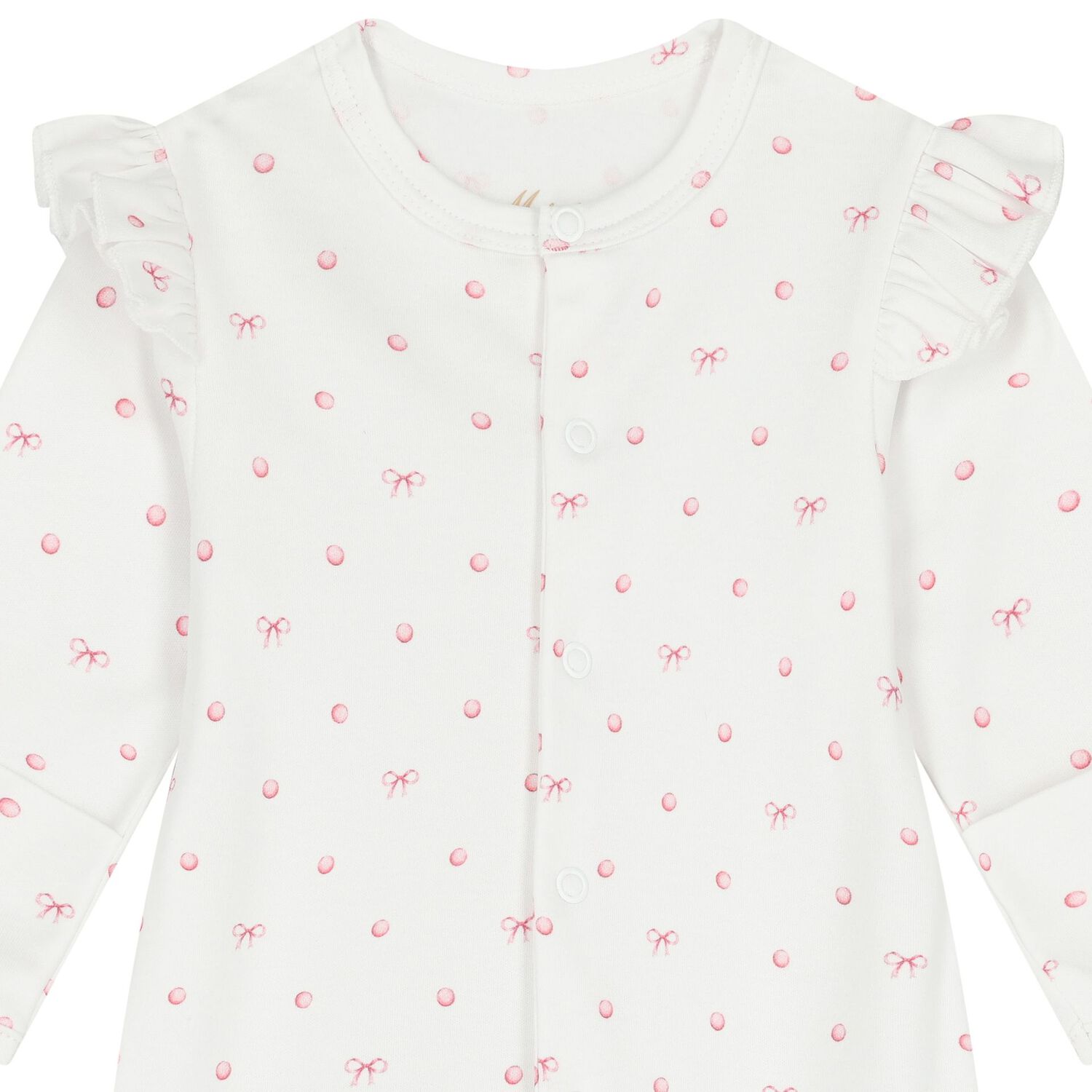 Baby Girls White & Pink Bow Babygrow Set, 1, hi-res