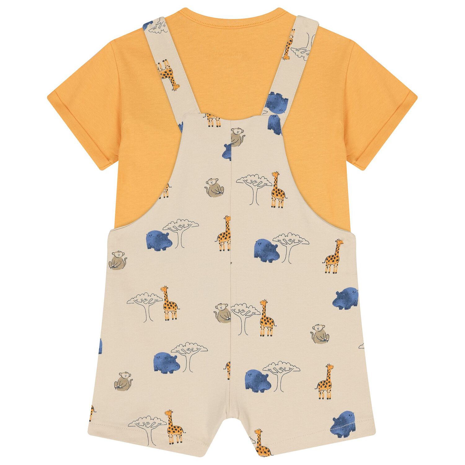 Younger Boys Orange & Beige Safari Dungaree Set, 1, hi-res