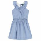 Girls Blue & White Gingham Dress, 1, hi-res