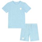 Boys Blue Logo Shorts Set, 1, hi-res
