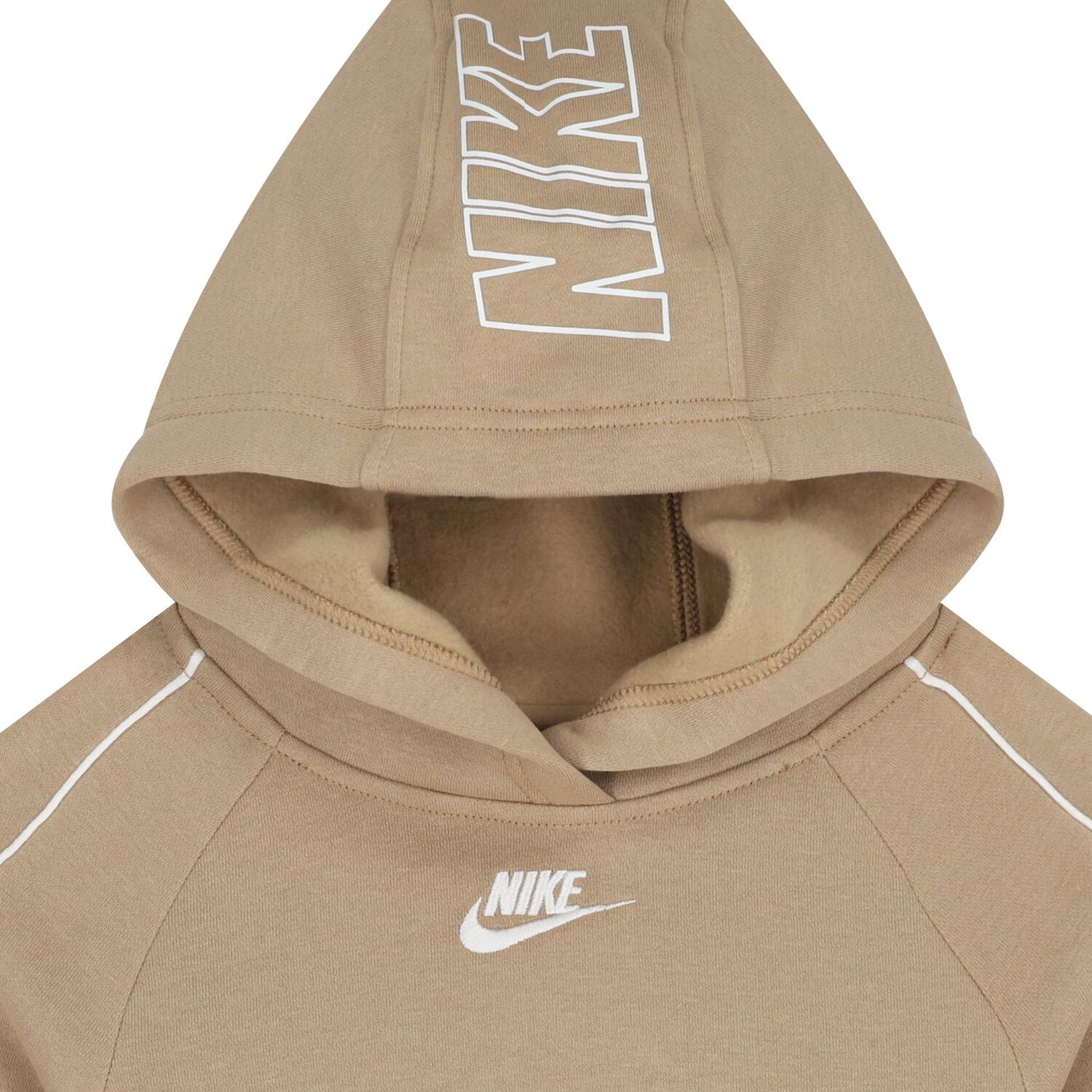 Boys Beige Swoosh Logo Tracksuit, 2, hi-res