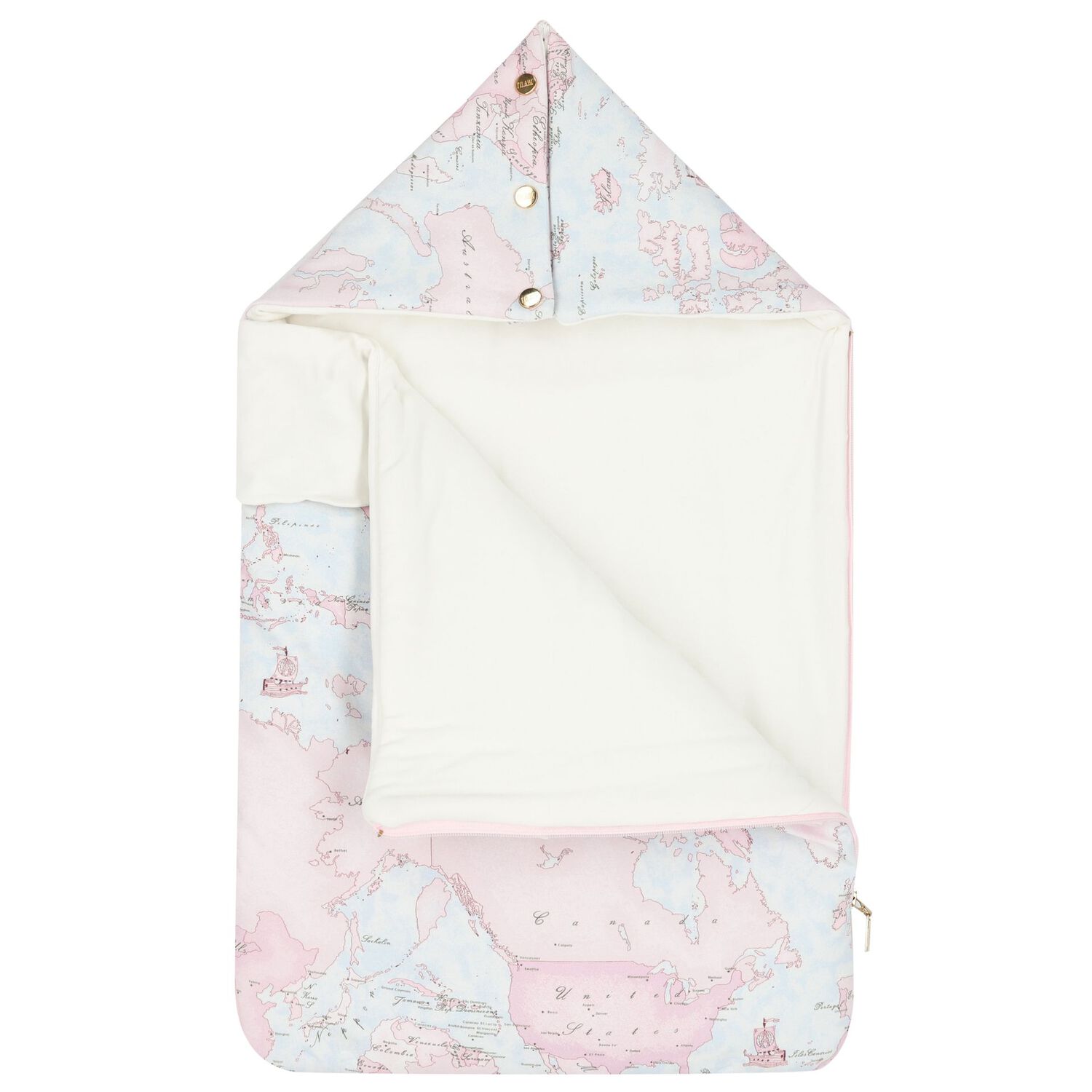 Baby Girls Pink & Blue Geo Map Baby Nest, 1, hi-res