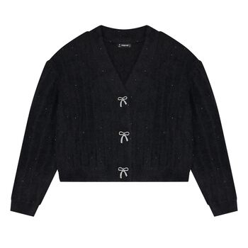 Girls Black Sequin Knit Cardigan