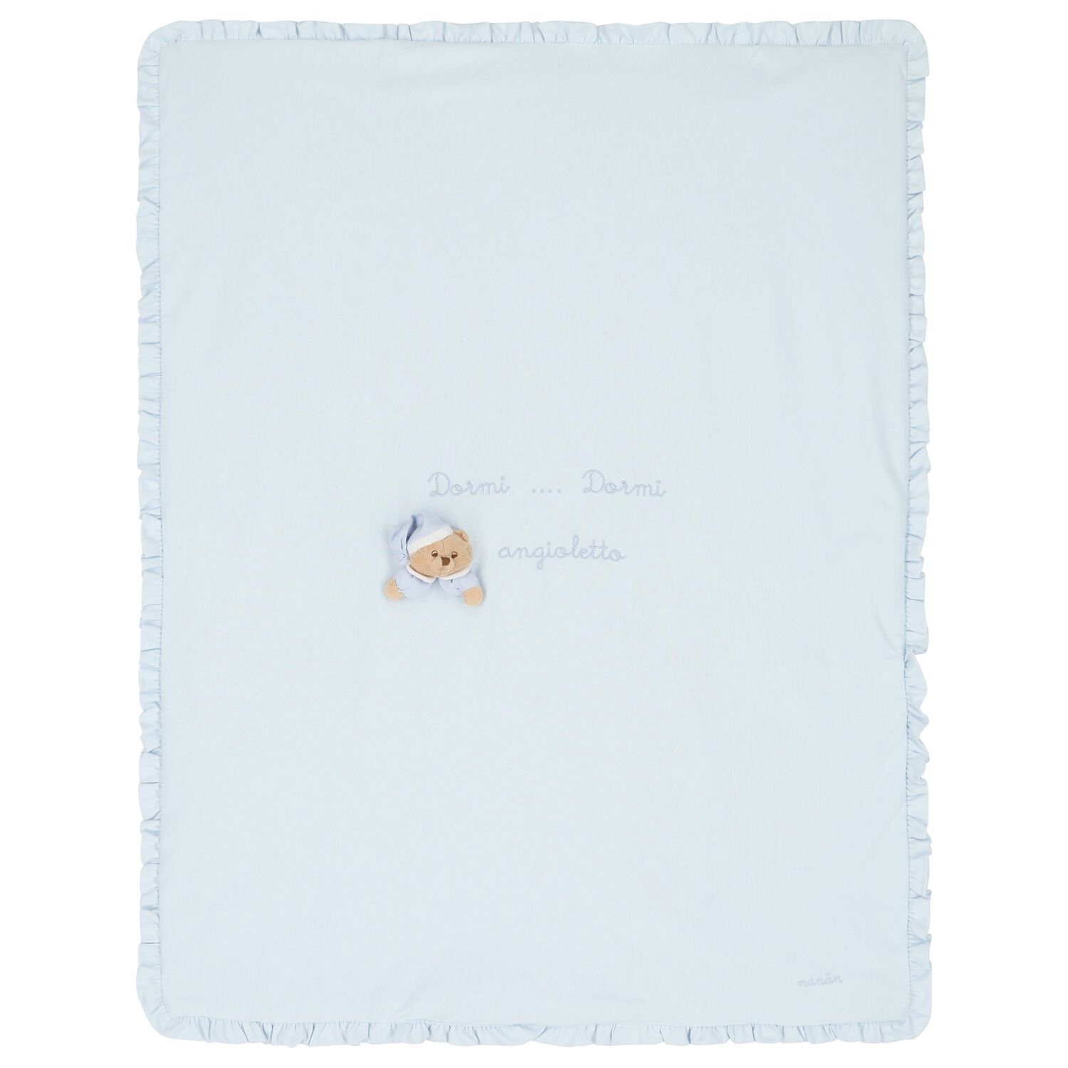 Baby Boys Blue Teddy Bear Ruffled Blanket , 1, hi-res