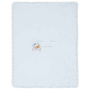 Baby Boys Blue Teddy Bear Ruffled Blanket 