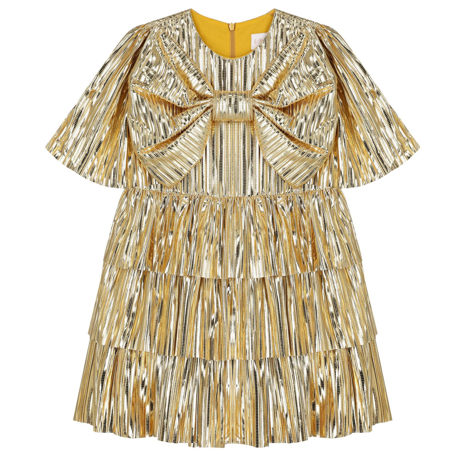 Girls Metallic Gold Tiered Dress, 1, hi-res image number null