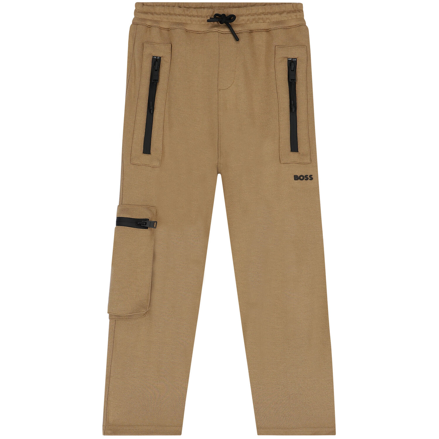 Boys Beige Logo Joggers, 1, hi-res