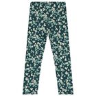 Girls Green Floral Leggings, 1, hi-res