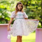 Girls Pink Floral Tulle Dress, 1, hi-res