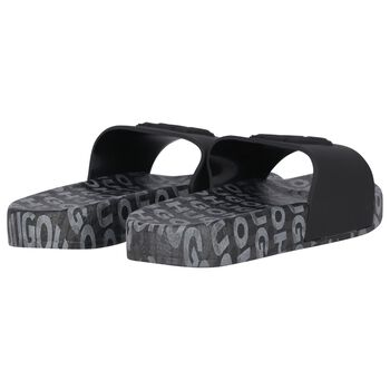 Boys Black & Grey Logo Sliders