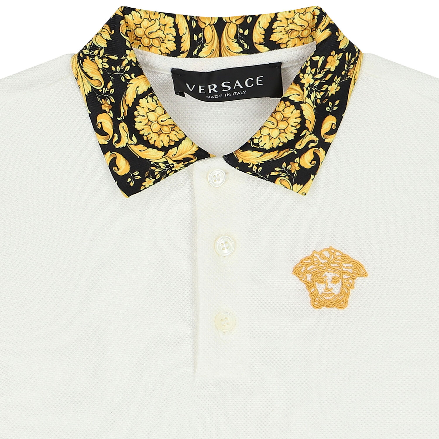 Younger Boys Ivory Barocco Polo Shirt, 1, hi-res