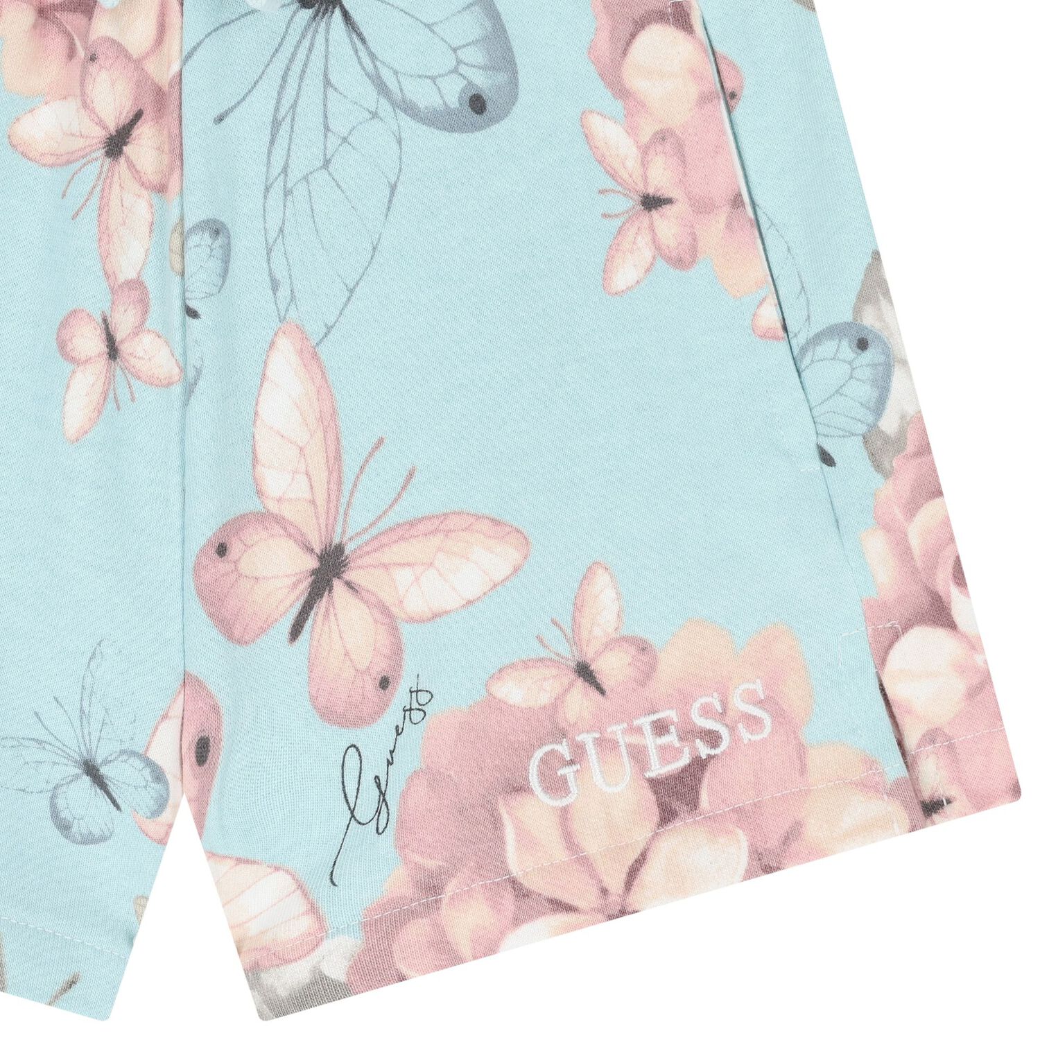 Girls Blue Logo Floral Shorts, 2, hi-res