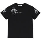 Girls Black Logo & Star T-Shirt, 2, hi-res