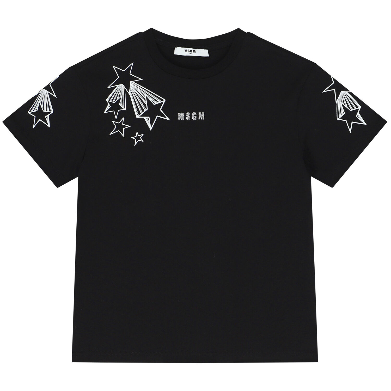 Girls Black Logo & Star T-Shirt, 2, hi-res