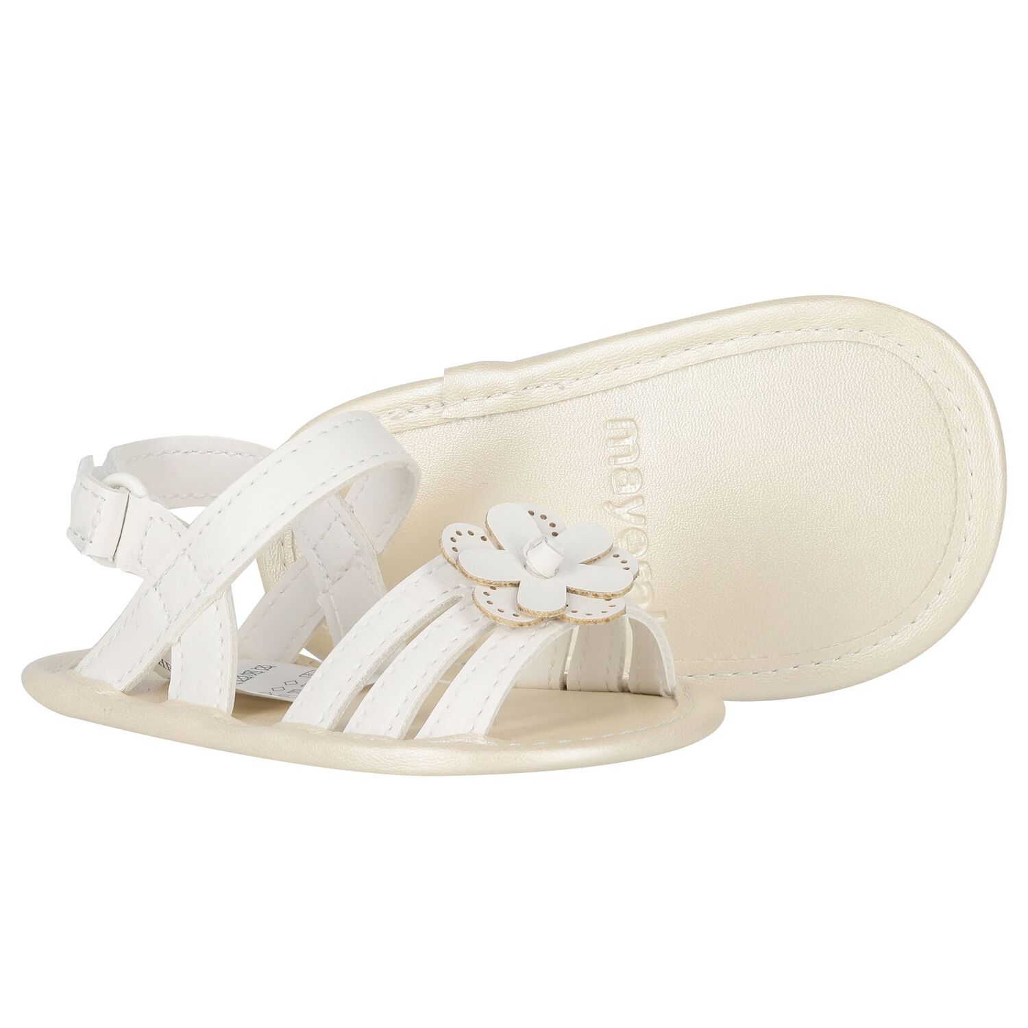 Baby Girls Ivory Flower Sandals, 1, hi-res image number null