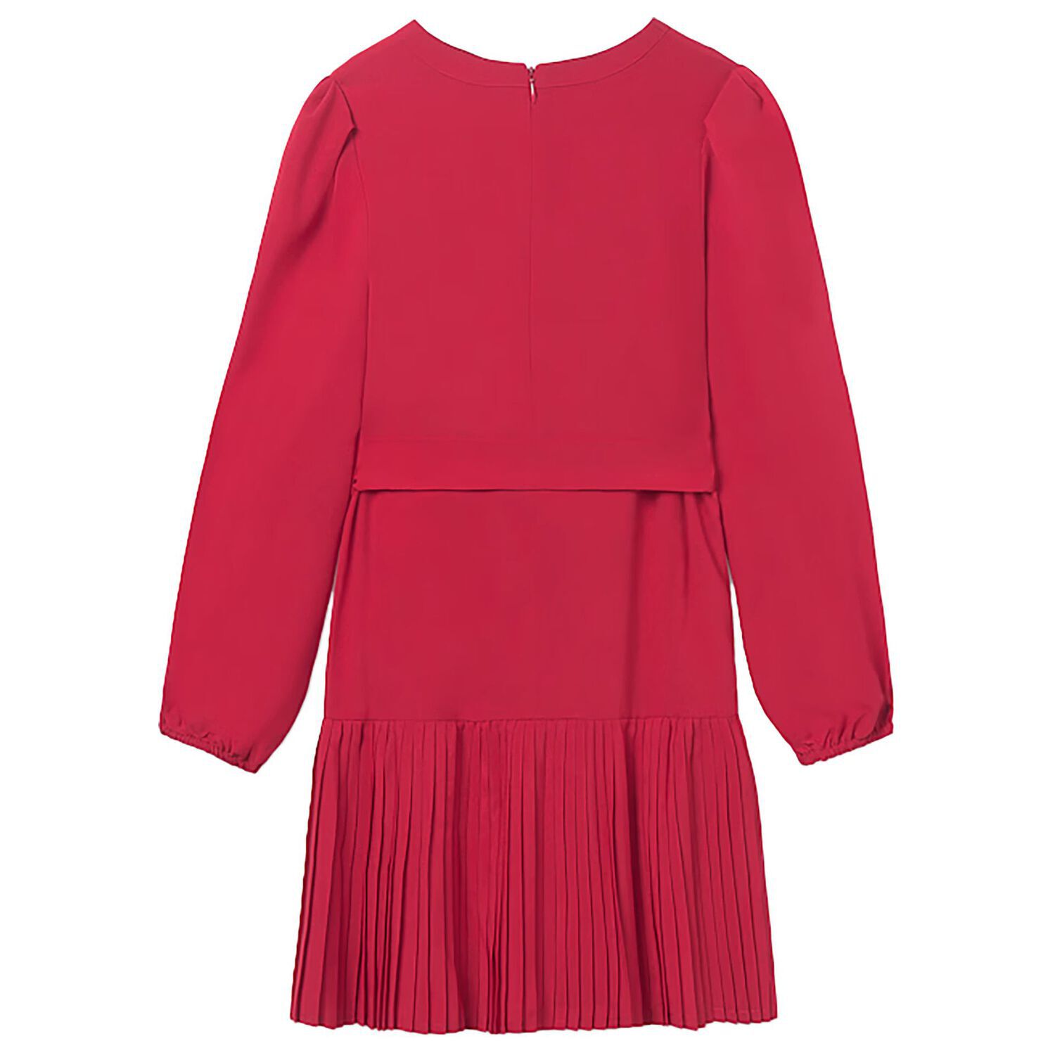 Girls Red Pleated Dress, 1, hi-res