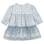 Baby Girls Blue Floral Tulle Dress, 3, hi-res