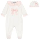 Baby Girls Ivory & Pink Babygrow Set, 1, hi-res