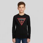 Boys Black Logo Long Sleeve Top, 1, hi-res